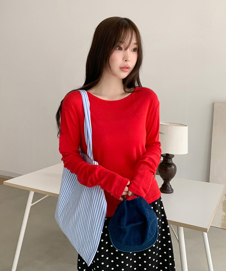 デイリーラウンド長袖Tシャツ(9color) RED