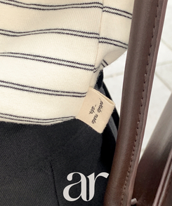 (MADE／コットン30番手／ポイントカラーティー)   Petite Note No.25 配色ストライプ 長袖Tシャツ   BLACK