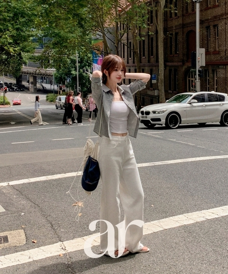 （袖ロールアップタブ／夏までずっと着用OK！／ヴィンテージムードたっぷり♥）ミニチェック タブ付き ロールアップ カラーシャツ BLUE