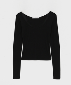 Uネックレイヤード長袖Tシャツ