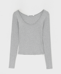 Uネックレイヤード長袖Tシャツ