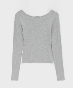 Uネックレイヤード長袖Tシャツ