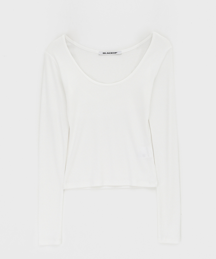 Uネックレイヤード長袖Tシャツ