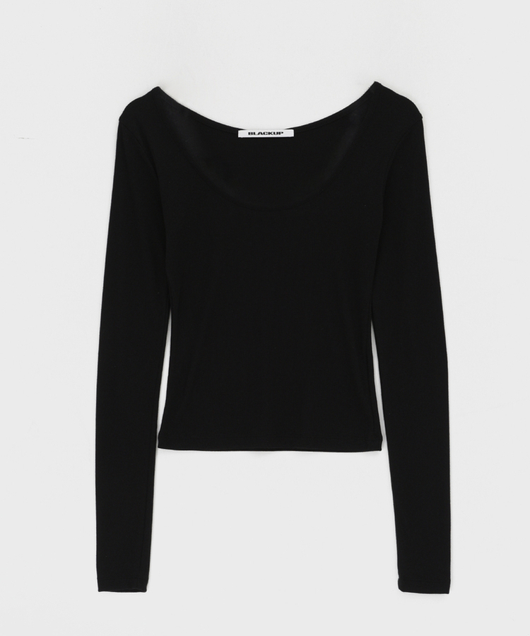 Uネックレイヤード長袖Tシャツ