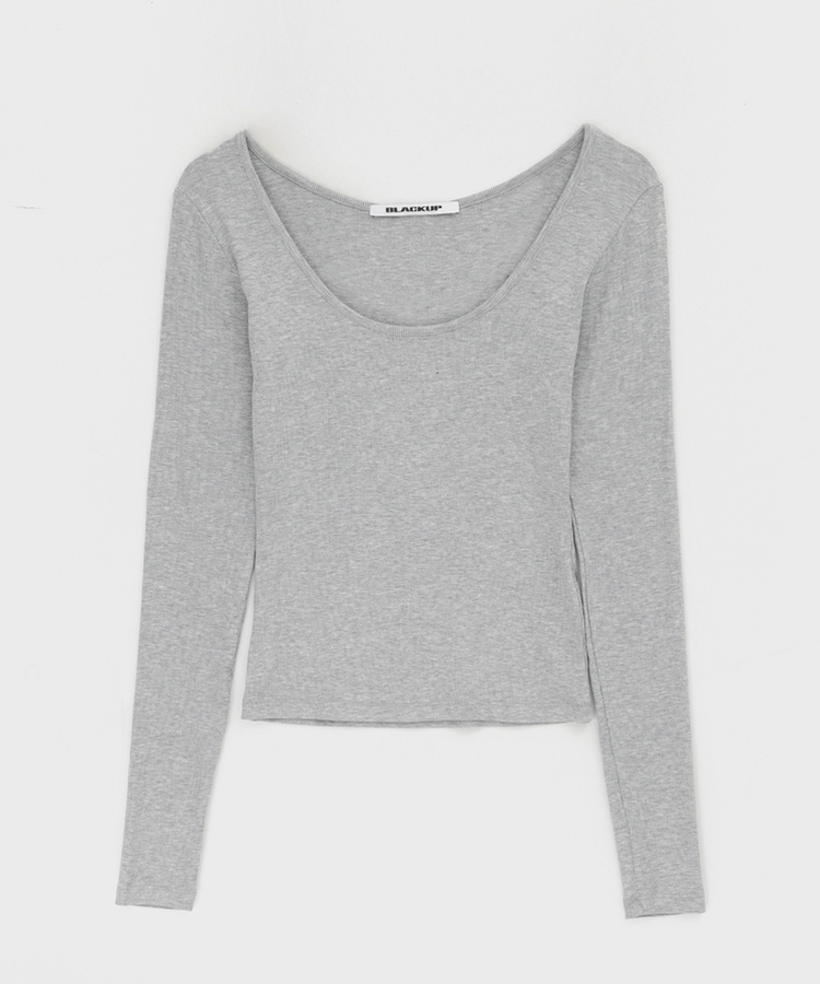 Uネックレイヤード長袖Tシャツ