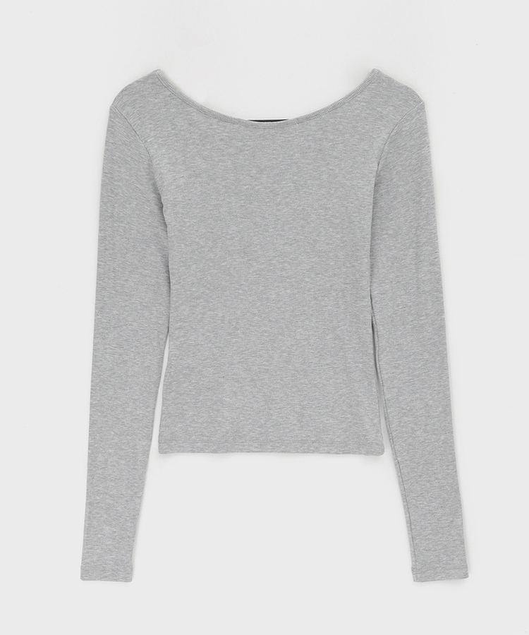 Uネックレイヤード長袖Tシャツ