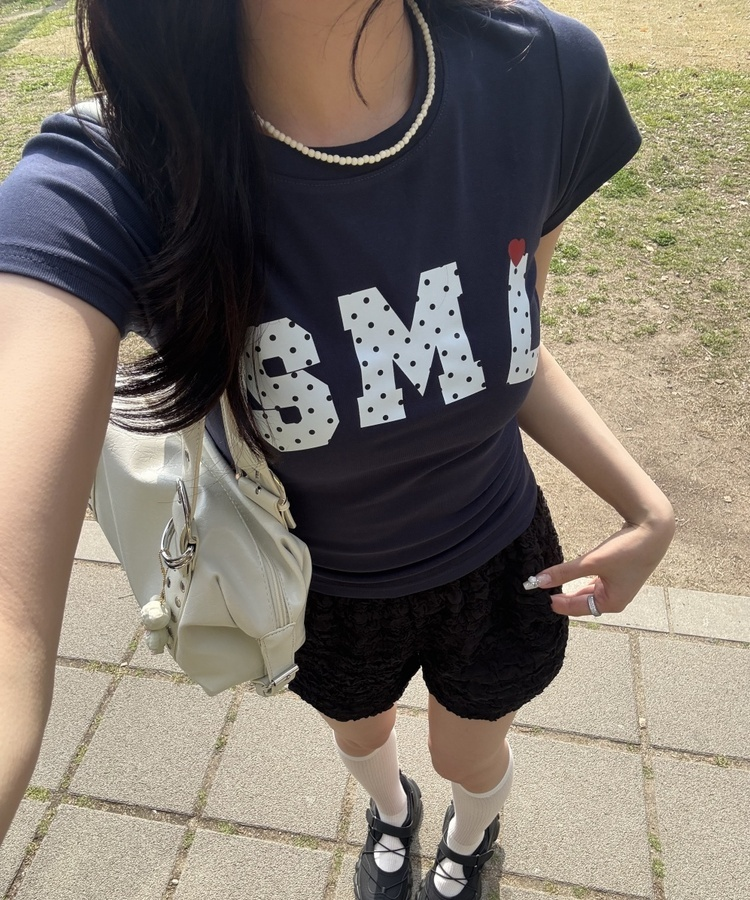 걸리 도트 로고 티셔츠 네이비