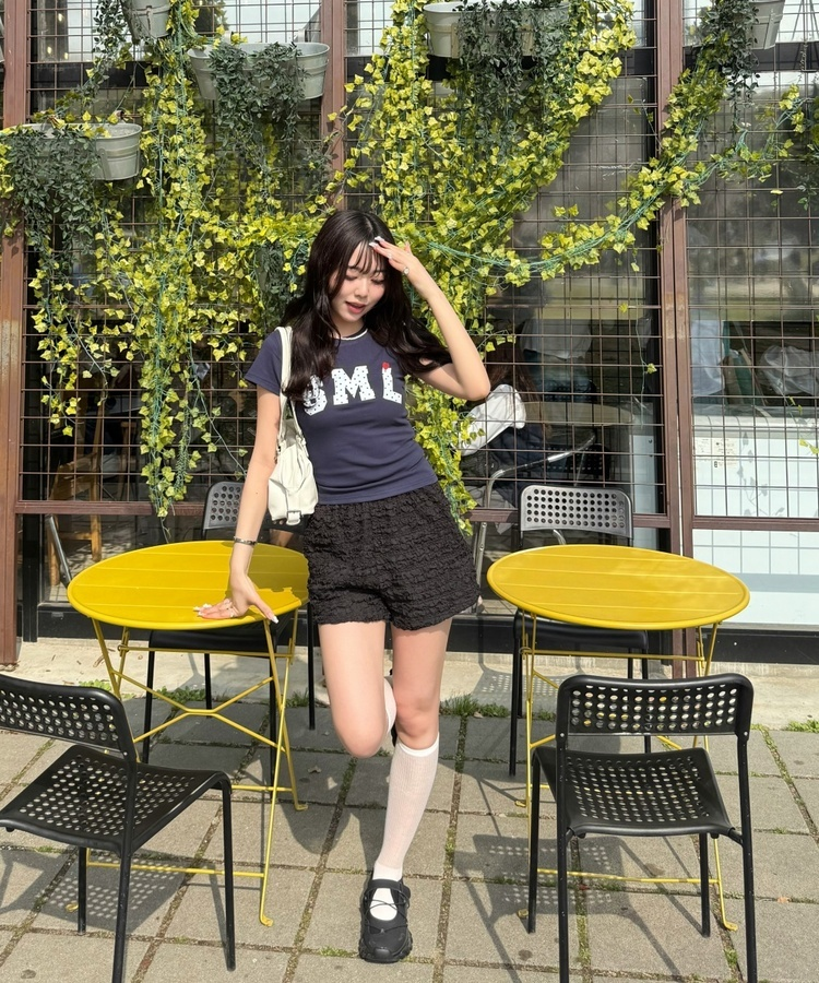 걸리 도트 로고 티셔츠 네이비