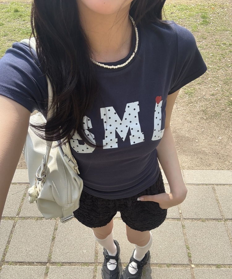 걸리 도트 로고 티셔츠 네이비