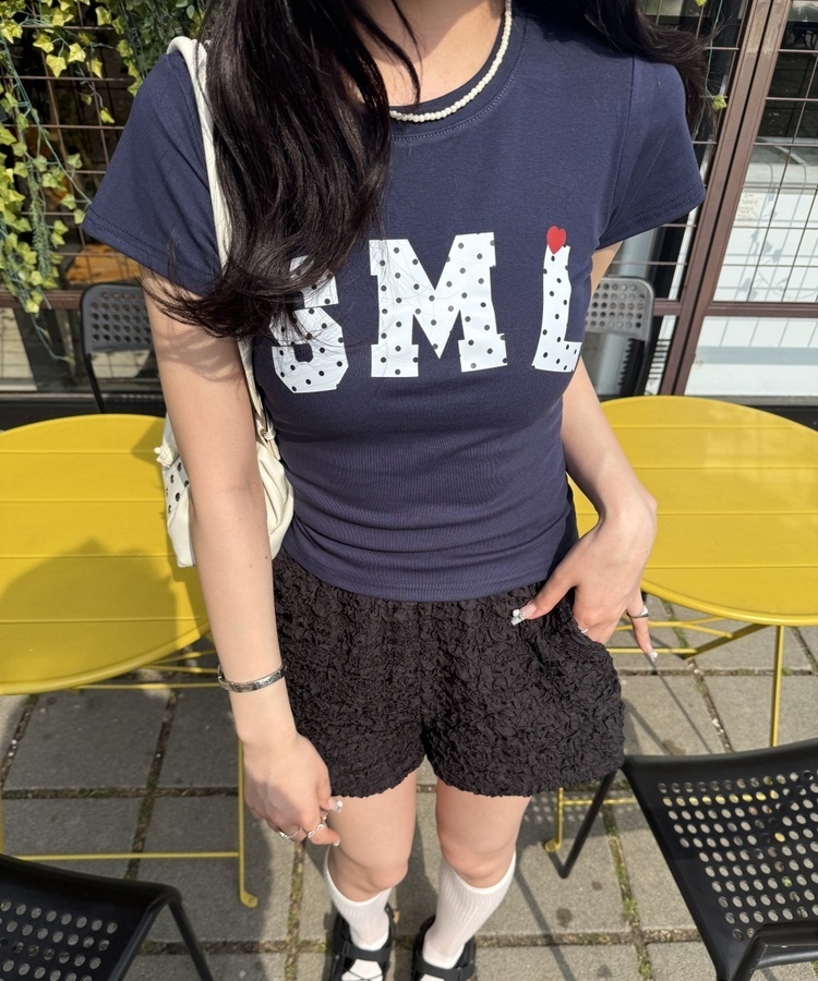 걸리 도트 로고 티셔츠 네이비