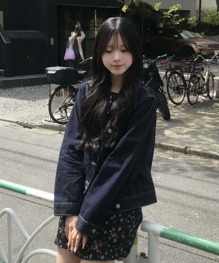 베이직 숏 데님 재킷 네이비