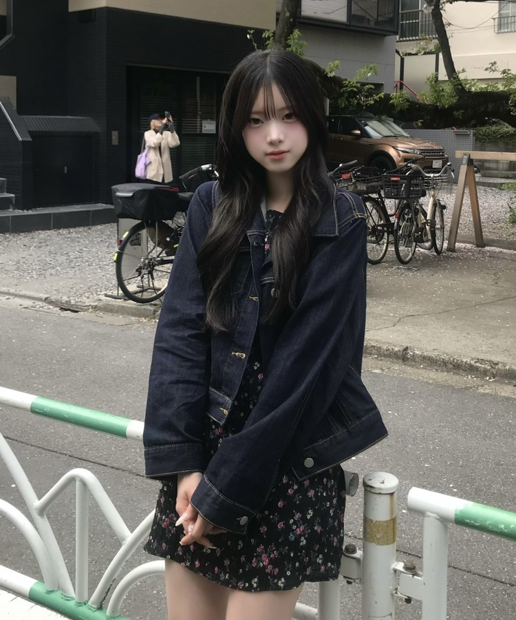 베이직 숏 데님 재킷 네이비