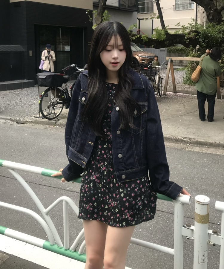 베이직 숏 데님 재킷 네이비