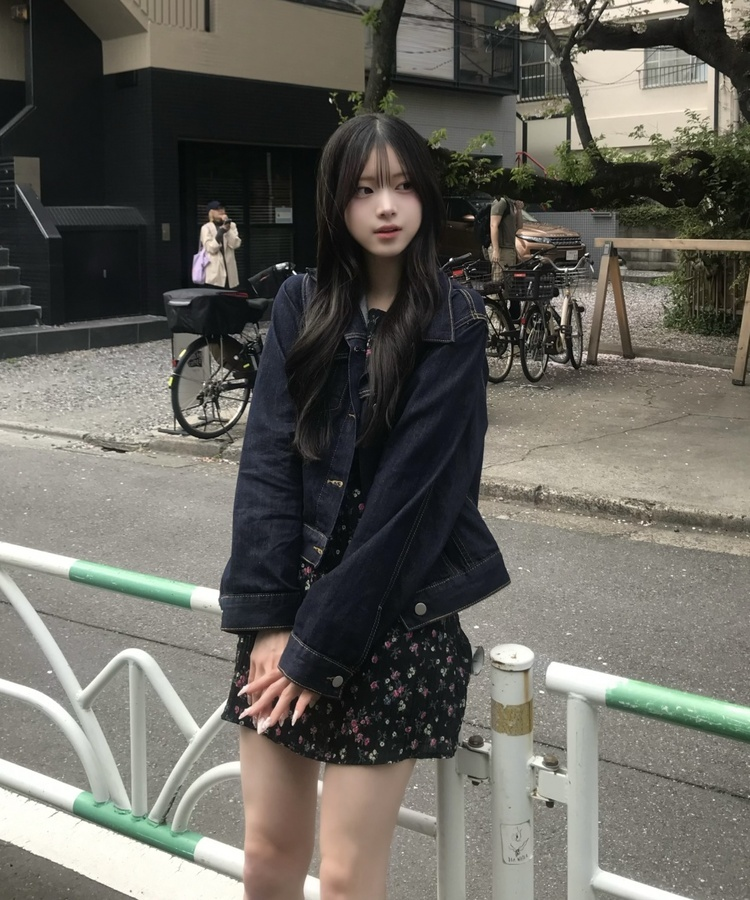 베이직 숏 데님 재킷 네이비