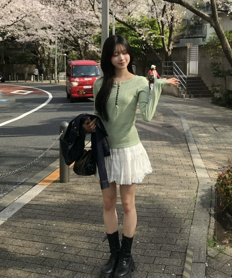 スリムフィットボタントップス MINT