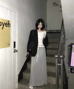 【SET】レースメッシュドレープオフショルダー キャミソール IVORY