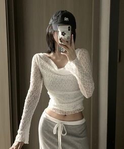 【SET】レースメッシュドレープオフショルダー キャミソール IVORY