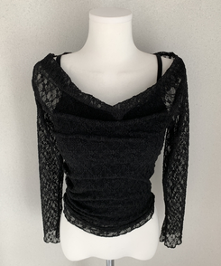 【SET】レースメッシュドレープオフショルダー キャミソール