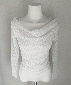 【SET】レースメッシュドレープオフショルダー キャミソール