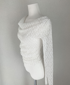 【SET】レースメッシュドレープオフショルダー キャミソール