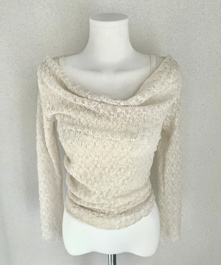 【SET】レースメッシュドレープオフショルダー キャミソール