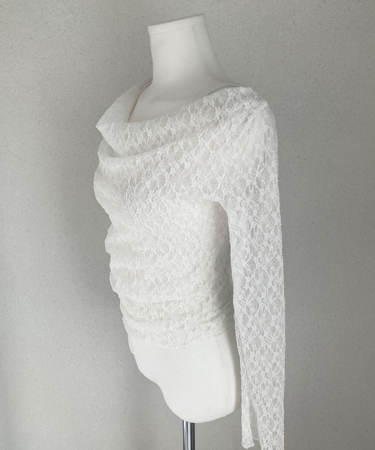 【SET】レースメッシュドレープオフショルダー キャミソール