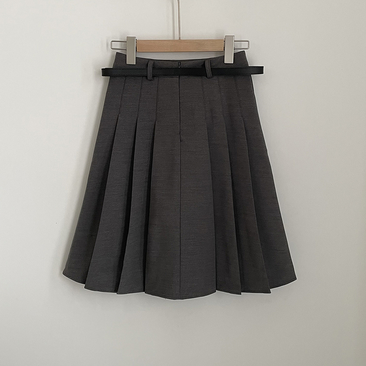 【ベルト付き】プレッピープリーツミディスカート