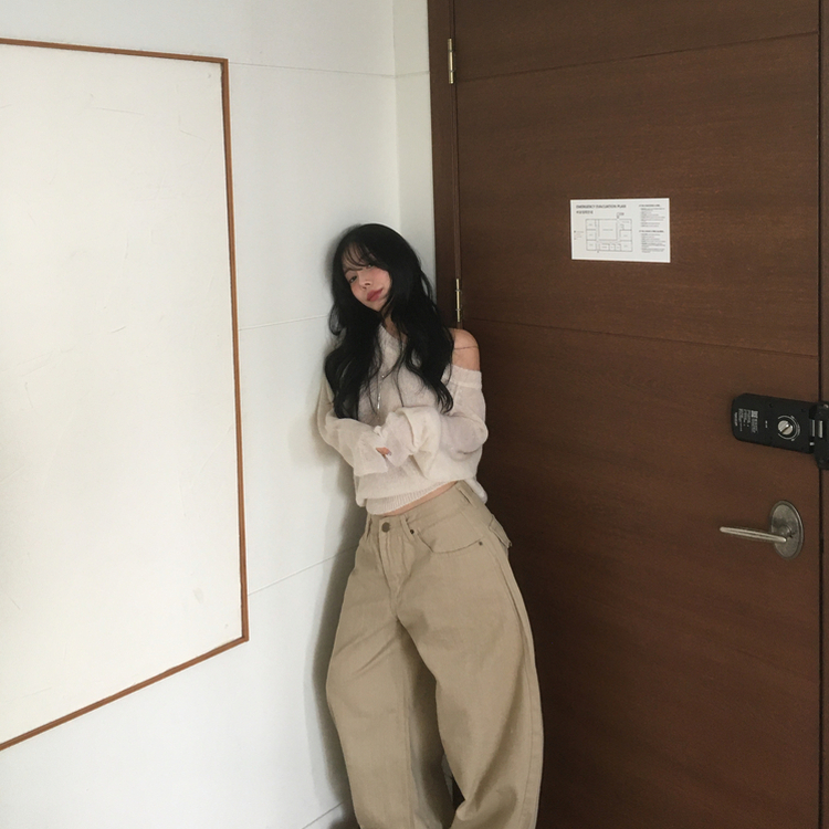 デイリーワンオフショルダーニット(7color) IVORY