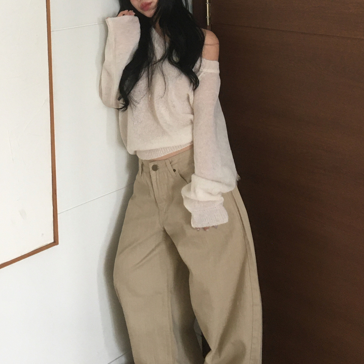 デイリーワンオフショルダーニット(7color) IVORY