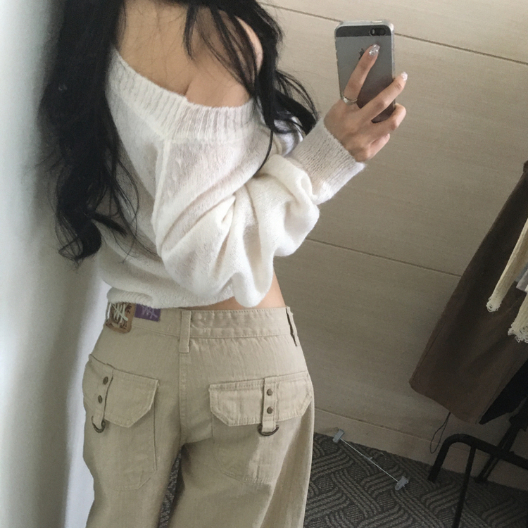 デイリーワンオフショルダーニット(7color) IVORY