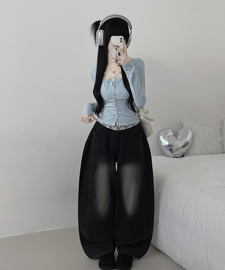 밀크티레이스리본레이어드긴팔가디건 소라