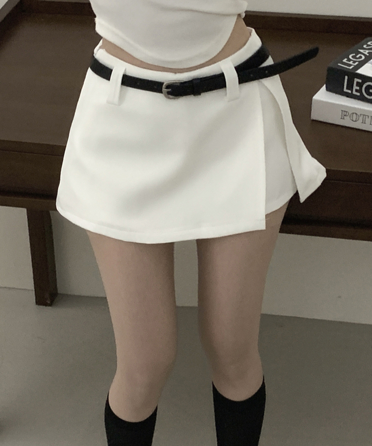 ｓｔANDREWSスカート韓国 ベルト付き】サイドスリットプリーツミニスカートパンツ｜ミニスカート