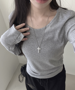 ボタンスナップ長袖Tシャツ(6color) MELANGE