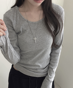 ボタンスナップ長袖Tシャツ(6color) MELANGE