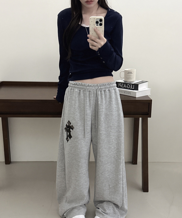 ボタンスナップ長袖Tシャツ(6color) NAVY