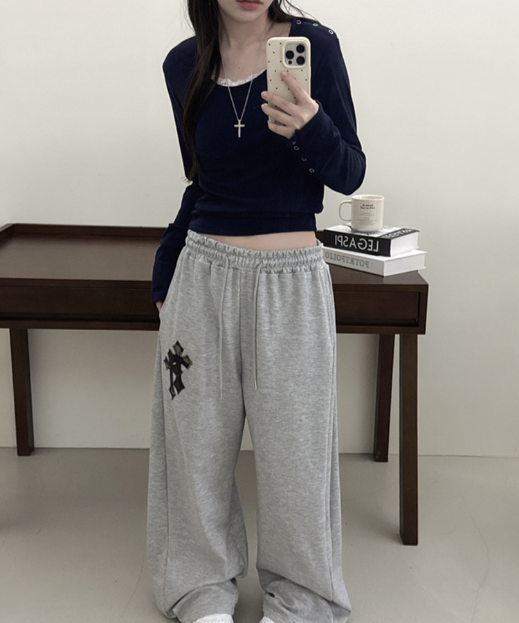 ボタンスナップ長袖Tシャツ(6color) NAVY