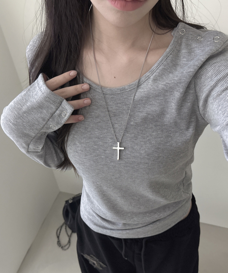 ボタンスナップ長袖Tシャツ(6color) MELANGE