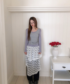 【SET】レイヤードバイカラーキャミソール＋長袖Tシャツ GREY