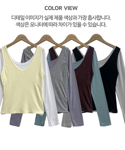 【SET】レイヤードバイカラーキャミソール＋長袖Tシャツ