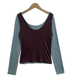 【SET】レイヤードバイカラーキャミソール＋長袖Tシャツ