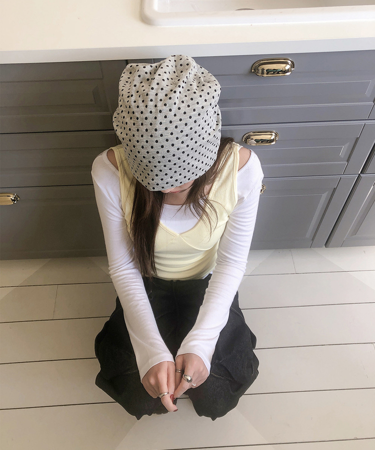 【SET】レイヤードバイカラーキャミソール＋長袖Tシャツ YELLOW