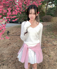 レーススリム長袖ニットT IVORY