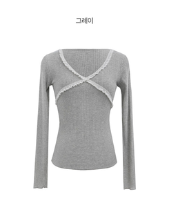 レーススリム長袖ニットT