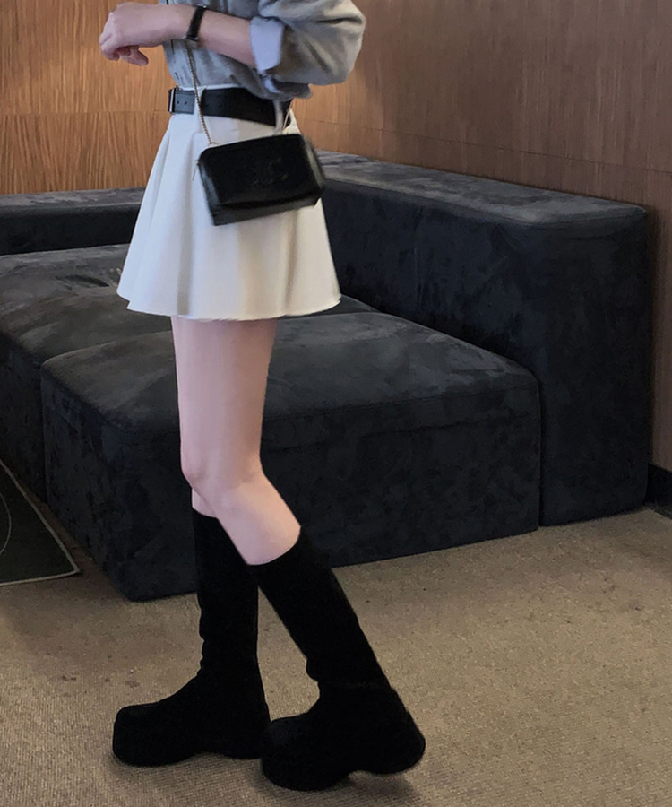 구김걱정없는 탄탄함시카고 플리츠 벨트SET 미니 A라인 스커트 아이보리