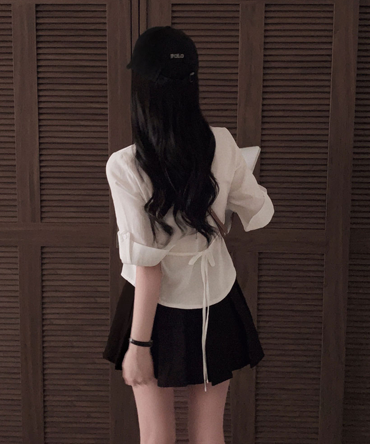 구김걱정없는 탄탄함시카고 플리츠 벨트SET 미니 A라인 스커트 블랙