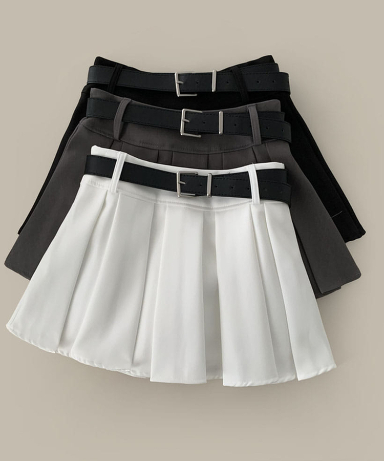 구김걱정없는 탄탄함시카고 플리츠 벨트SET 미니 A라인 스커트