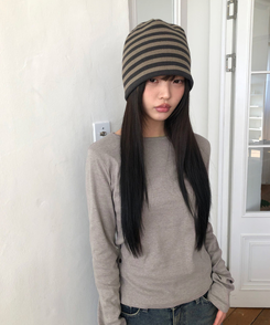 シンプル斜めボタン長袖Tシャツ MOCHA