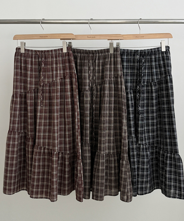 ティアードチェックロングスカート