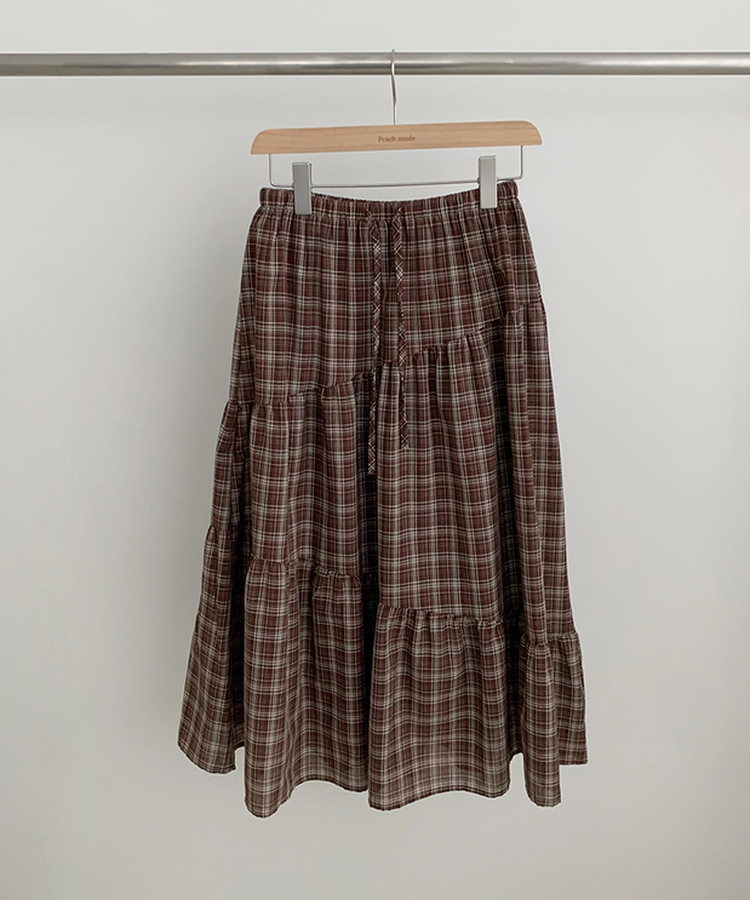 ティアードチェックロングスカート