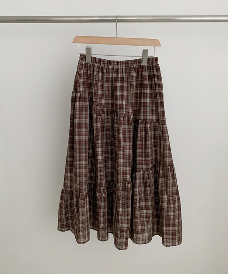 ティアードチェックロングスカート